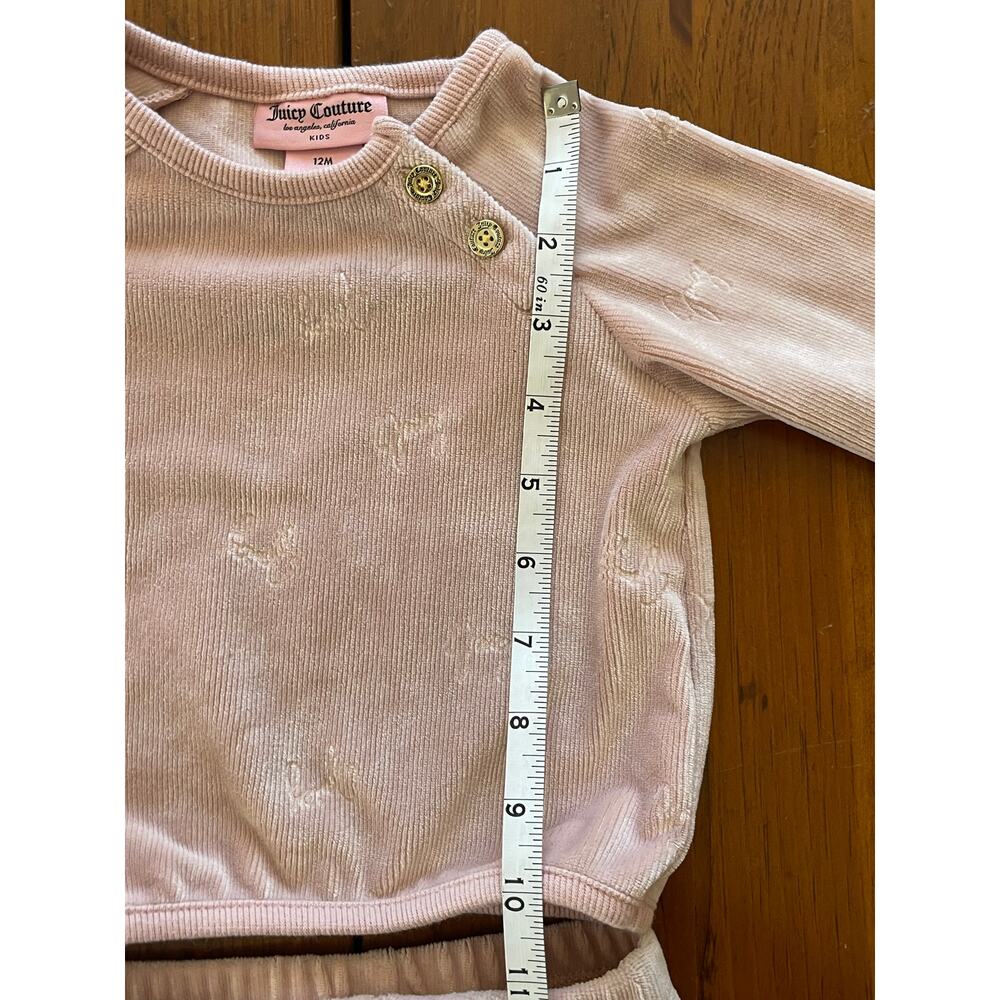 Juicy Couture Kids 12 M ​Baby Girls 2 Piece Logo Velour Jogger Set Pink Stretch - Picture 8 of 15